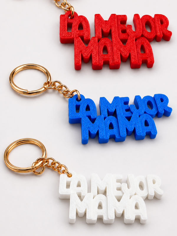 Llavero La Mejor Mamá impreso en 3D con cadena metálica y colores personalizables